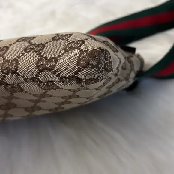 Gucci GG Pattern Waist Pouch Sherry Line web GG Brown Canvas Bag - Picture 6 of 9